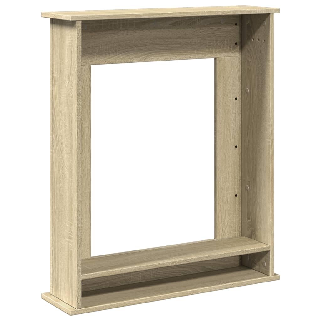 Gecheer Cornice per Camino, Design Moderno con Ripiano Funzionale 75x20x87,5 cm in Truciolato Rovere Sonoma, Cornice per Fiamma LED da Soggiorno