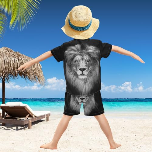Image of visesunny Boys Hawaiian Shirt and Short Set Summer Outfit Kids 2 Piece Clothes Set 3-10Y