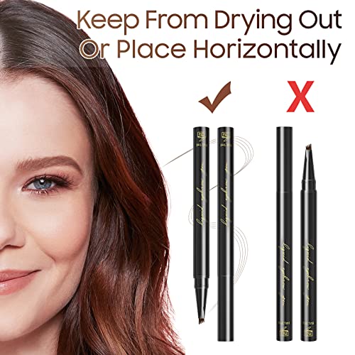 Eyebrow Pencil For Eye Makeup - Microblading Waterproof Eyebrow Pen, Liquid Brow Pencil With 4 Micro-Fork Tip, Long-Lasting Smudgeproof Create Natural Eyebrow Hair Stays On All Day (Dark Brown) #TOP5