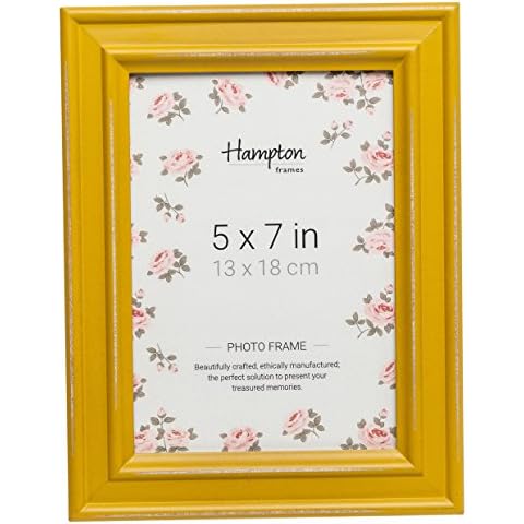 "Hampton Frames PALOMA Mustard Yellow Shabby Chic 5x7"" 13x18cm Distressed Wood Photo Frame PAL301957M", multi-colour Cover