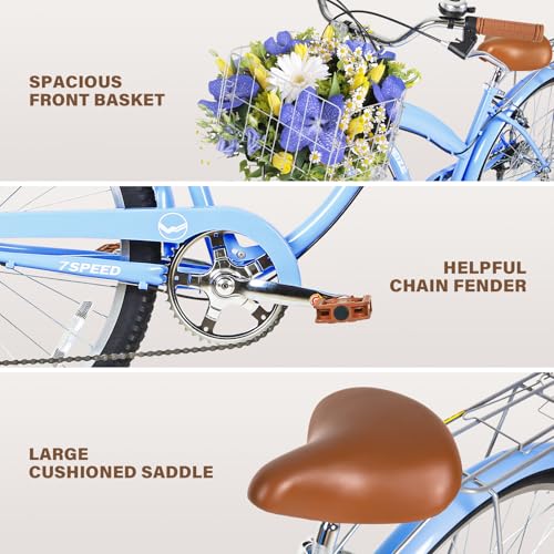 image for WEIZE Beach Cruiser Bike, 26 inch Commuter Bicycle for Adult Men and W