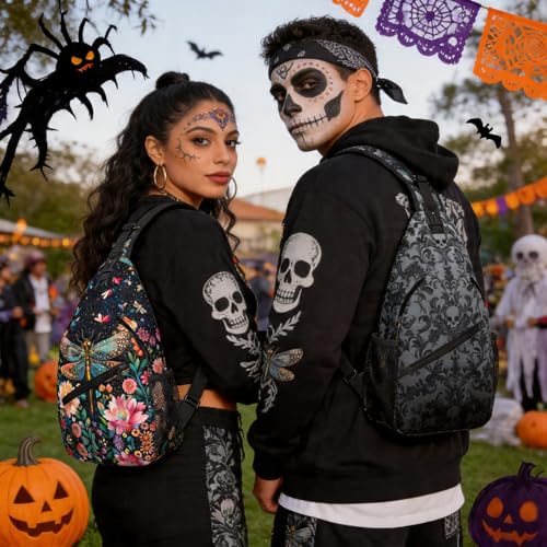 Image of Halloween Gothic Skull Crossbody Bag Sling Bag Backpack Chest Bags Shoulder Bag for Women Men