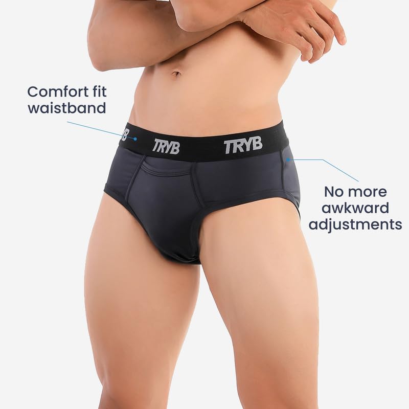 Image of TRYB Supporter for Cricket | Sports Underwear for Men | Stretchable Active Supporter Briefs | Pouch for Abdominal Guard | Light Weight, Breathable & Quick Dry | Gym Sports Innerwear Brief