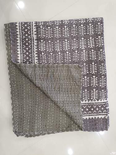 Couvre-lit fait à la main en coton Kantha pour décoration d'intérieur et parure de lit