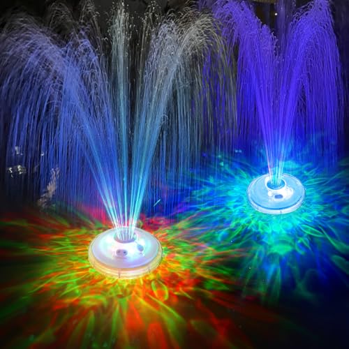 LanPool Floating Water Fountain with Underwater Lights, Powered Pump Outdoor, 2 Modes Sprinkler Waterfall Fountain for Inground Above Ground Pool, Pond-White-1PC