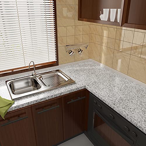 Veelike 15.7''X118'' Granite Contact Paper For Countertops Waterproof Self Adhesive Grey Granite Wallpaper Peel And Stick Countertops For Kitchen Bathroom Counter Top Removable Decorative Film Vinyl #TOP5