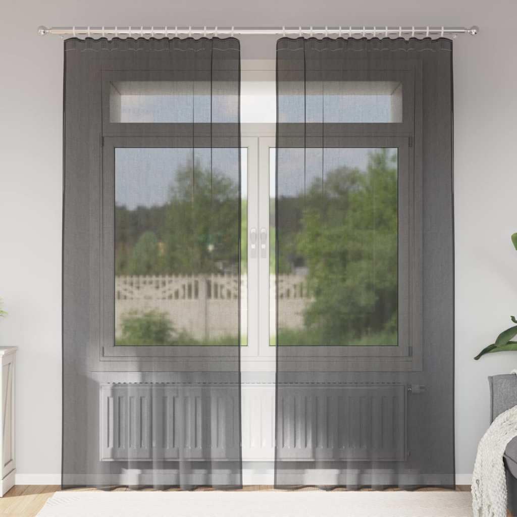 Rideaux en voile 140x225 lot de 2 rideau voilage noir de salon et chambre