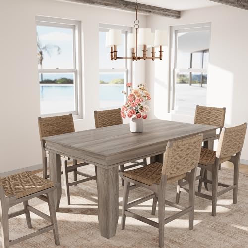 Image of GarveeHome Farmhouse Dining Table for 4-6 People, 63 in Long Kitchen Tables with Wooden Sturdy Frame, 5 ft Large Rectangular Dinner Table for Dining Room, Kitchen, Grey Walnut, 63 inch Non-extendable