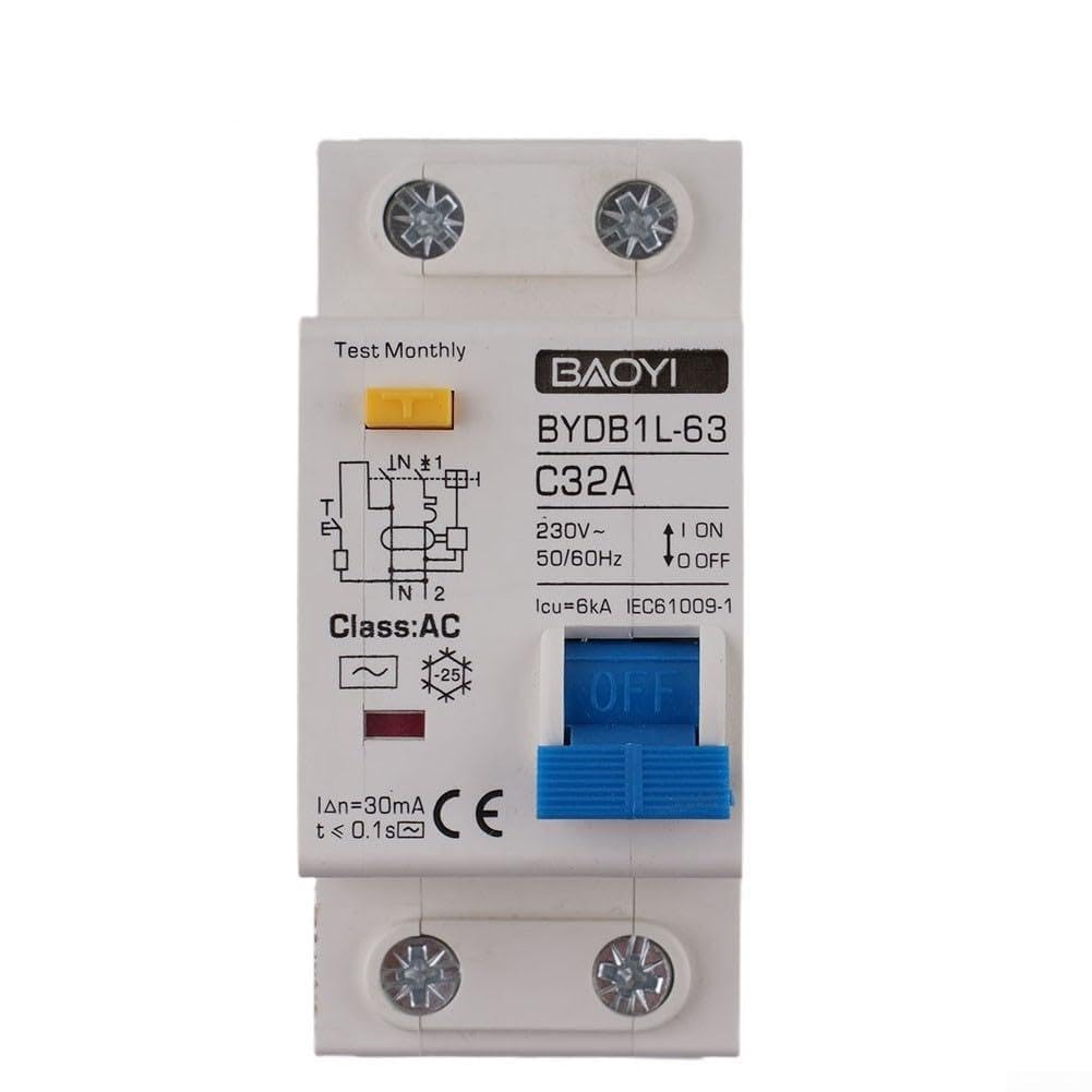 Residual Current Circuit Breaker MCB RCCB RCD Type A AC RCBO DPNL 6-80A 220V 30MA Earth Leakage Protection With C-Curve Tripping And Flame Retardant Housing(AC-32A)