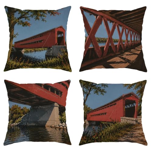 Housse de coussin avec fermeture éclair dissimulée rouge rustique 55x55 cm - 2