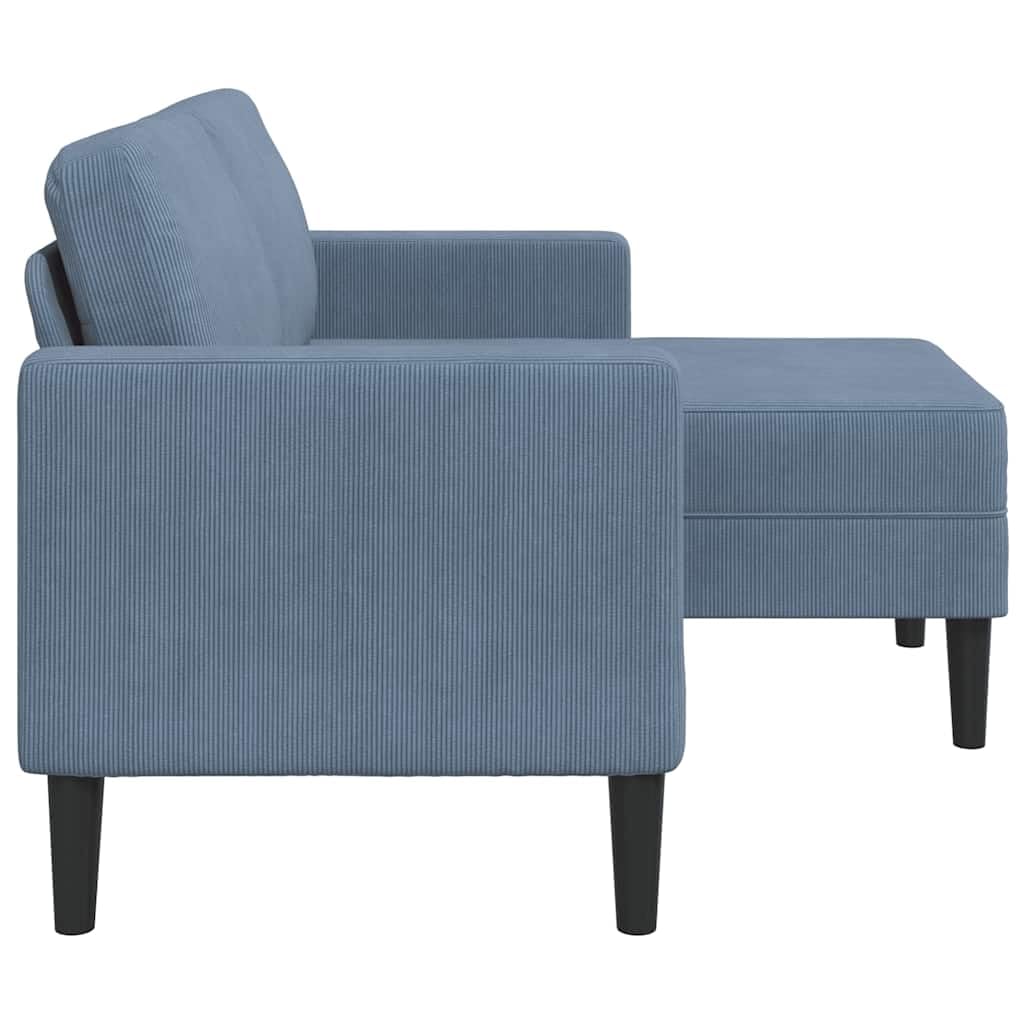 Genérico Sofá de 2 plazas con Chaise Longue Forma de L Azul 125 cm Lino,Mobiliario,Sofás,Azul,4107079