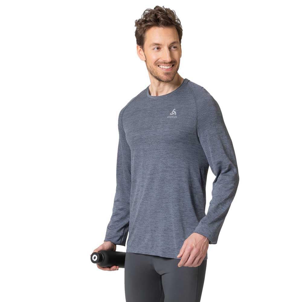Odlo Men Long Sleeve Running Shirt ESSENTIAL SEAMLESS, folkstone gray melange, XL