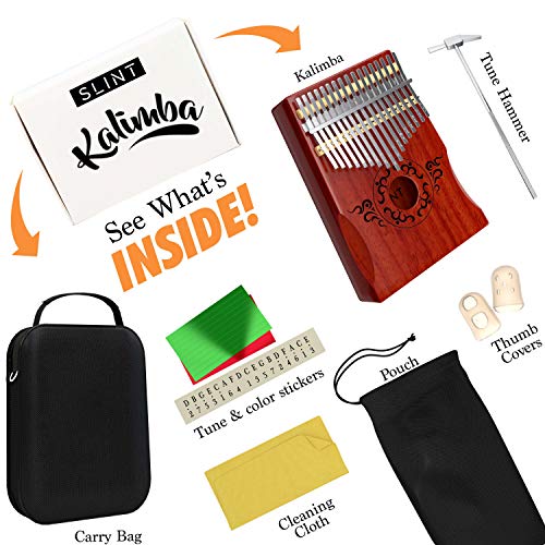 Kalimba Thumb Piano - 17 Keys Portable Thumb Piano, Perfect Gift for Kids and Adult Beginners, Finger Piano Made with African Wood, with Study Instruction, Tune Hammer and Durable Carrying Case - Thumbnail 5