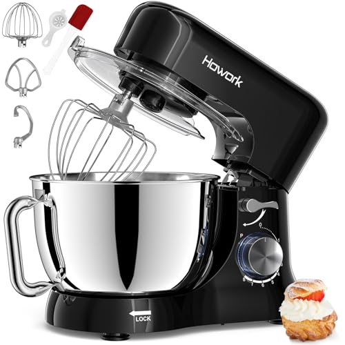 Howork Stand Mixer,1000W 5L 8+P Speed Tilt-Head Food Mixer, Kitchen Electric Mixer with Dough Hook, Wire Whip & Beater