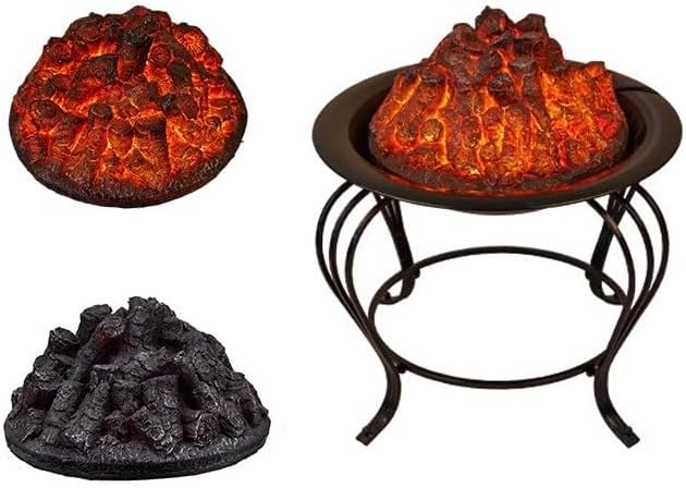 Decorative Fireplace 15.5" Log Set, Round Electric Fireplace Cassette Insert, Realistic Resin Logs LED Ember Bed Modern Home Decor