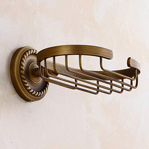 Kelelife Antique Brass Bathroom Soap Dish Holder, Soap Saver Soap Sponge Toiletries Basket/Tray For Bath Shower, Wall Mount #TOP3