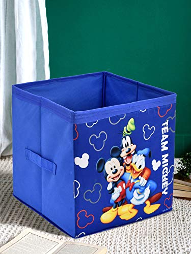 Image of Kuber Industries Disney Print Non Woven Fabric 2 Pieces Foldable Large Size Cloth Storage Box Toy, Books Wardrobe Organizer Cube with Handle (Royal Blue and Pink)