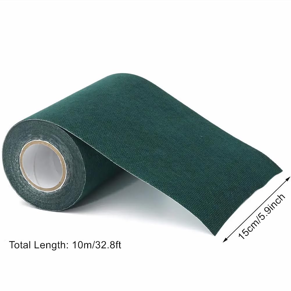 Cinta de sutura de césped artificial de 150 mm * 10 m cinta de césped cinta de césped, utilizada para césped de jardín Astro y césped artificial de alta densidad (negro / verde) (verde)