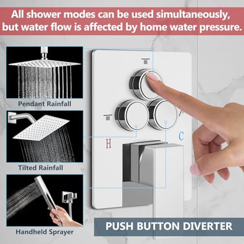 Image of Aolemi Ceiling Shower Faucet Set System Dual Head 10&6 Inch Polish Chrome