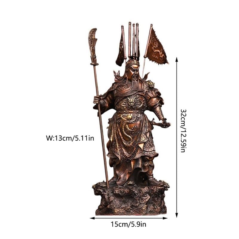 Posąg Buddy do wnętrz Ozdoby biurowe Mosiądz Guan Gong Rzeźba z brązu Salon Zen Craft Rzeźba Feng Shui Ornamenty Medytująca Statua Buddy Rzeźba (S)