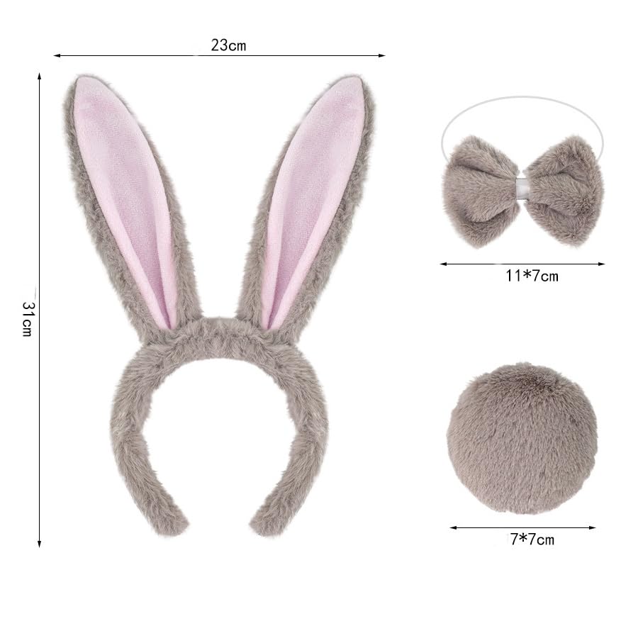 Disfraz de conejo para niños con diadema y tutú gris miniatura 7
