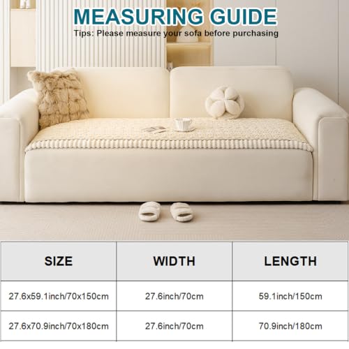 KRFOONN Couch Cover for Dogs Washable Pet Couch Covers for 2 Cushion Sofas Non-Slip Dog Sofa Protectors Cushion Covers Soft Sofa Slipcovers Cushion Protector for Pets Mat (Pattern-Beige, 27.6" x 59") — view 5