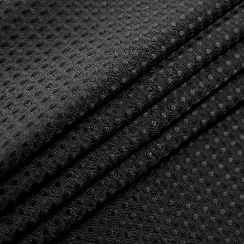Image of Barossa Design Stall Shower Curtain Fabric 36 x 72 Inch, Waffle Weave, Hotel Luxury Spa, 230 GSM Heavy Duty, Water Repellent, Black Pique Pattern Decorative Bathroom Curtain