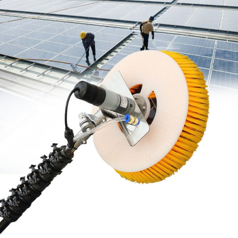 Spazzola telescopica rotante per pannelli solari, 9 m, strumento di pulizia per moduli fotovoltaici, perfetta per manutenzione asciutto/bagnato, robot solari e soluzioni per la pulizia delle grondaie