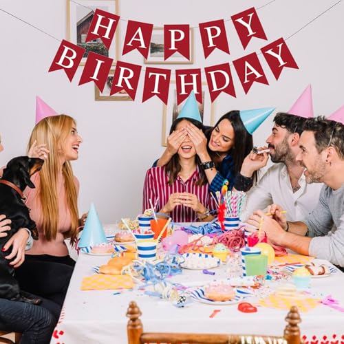 Image of Happy Birthday Banner Birthday Party Supplies (Red)