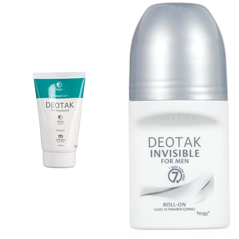 Deotak Fresh Krem Deodorant 35 ml 1 Paket(1 x 35 ml) x Erkekler için Invisible Roll-On Deodorant (35 ml)