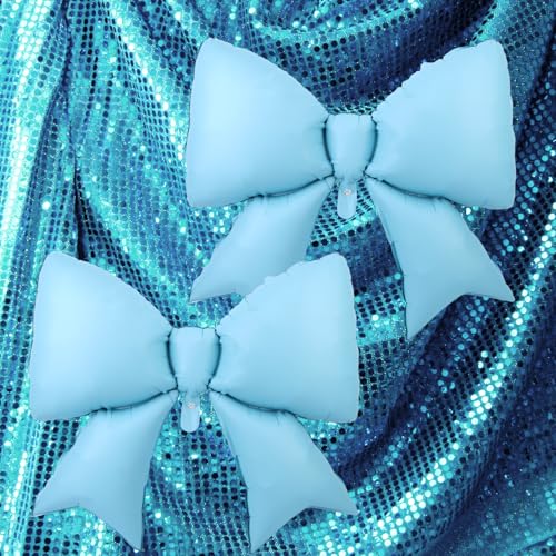 Image of 2pcs Large Bow Balloons, Bow Themed Party Decorations Elegant Coquette Balloons for Coquette Birthday Wedding Engagement Party Decoration (blue)