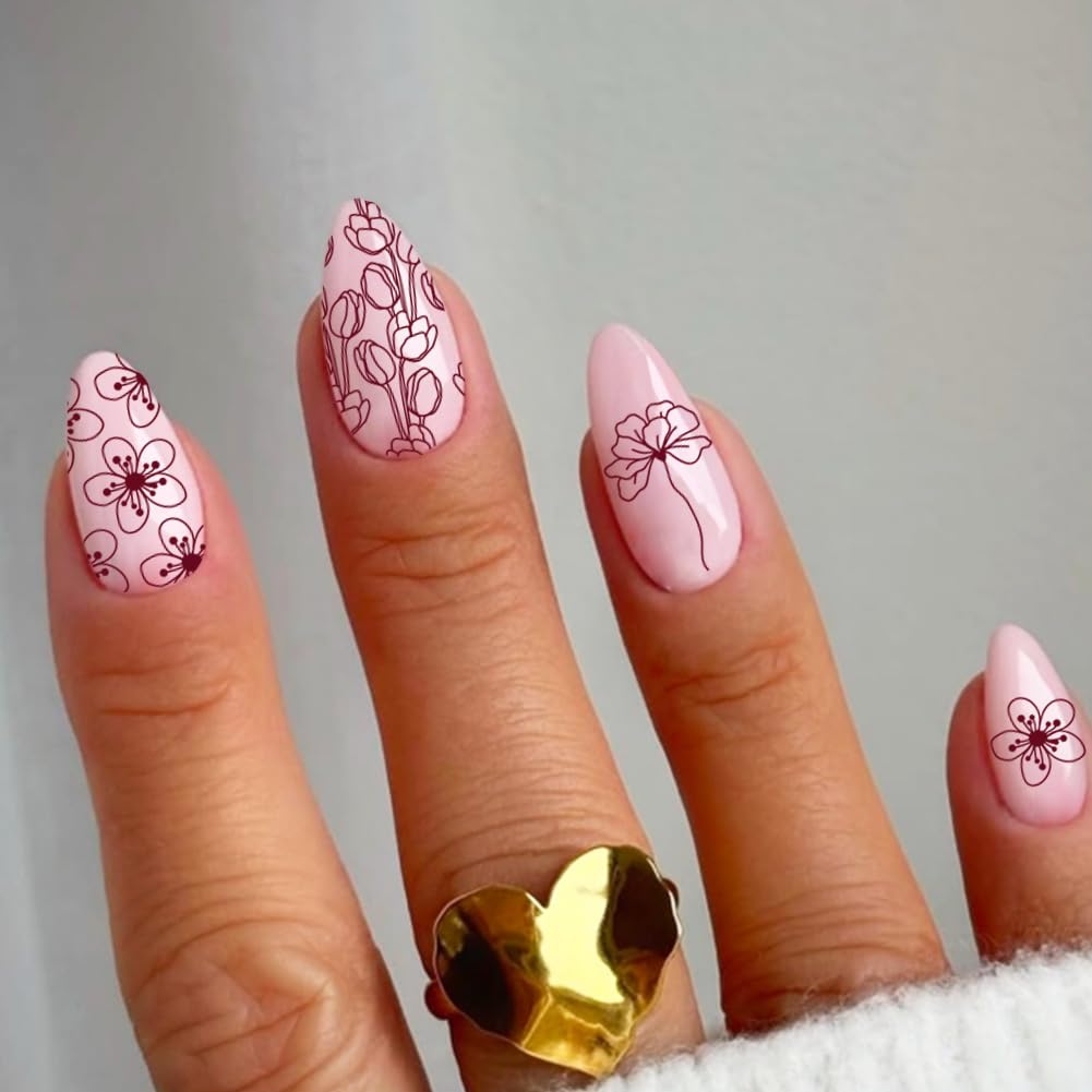 PH PandaHall 3 placas de estampado de uñas, 77 patrones de flores, hojas de flores, plantillas de arte de uñas, plantillas de arte de uñas de acero inoxidable, placas de imagen de uñas para mujer,