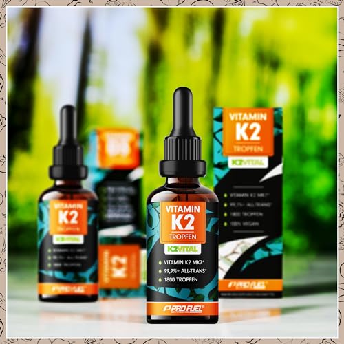 Vitamin K2 Tropfen hochdosiert 1800x (50ml) - 200 µg Vitamin K2 MK7, Pharmaquinone® Premium Vit. K2 hochdosiert mit 99,7+% all-trans-Gehalt - laborgeprüft mit Zertifikat - 100% vegan