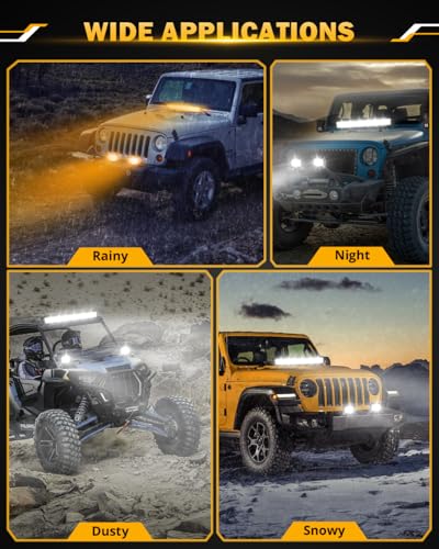 Image of Auxbeam 20 Inch 420W LED Light Bar 2PCS 4 Inch 120W Light Pods, Amber White Strobe Off Road Fog Lights, 6 Modes Memory Reset Function Yellow Spot Flood Driving Work Ditch Lights for Truck Car ATV
