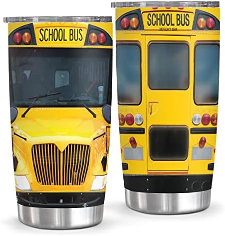 SANDJEST Bus Driver Tumbler - School Bus 20 oz Stainless Steel Double Wall Vacuum Tumblers Coffee Travel Mug - Thermal Cups Birthday, Christmas, Back To School Gifts for Men, Women, Friends, Besties