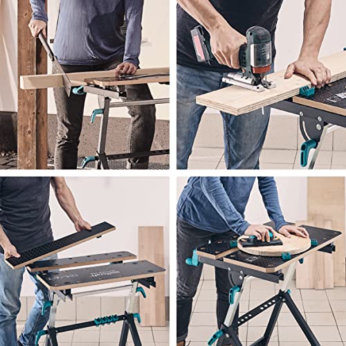 wolfcraft Klem- en werktafel Master 650 Ergo - traploos in hoogte verstelbaar - incl. vlakke spaninrichting, buisspaninrichting en inzetplank - mobiel - draagvermogen 120 kg - Made in Europe - 6870000 - Afbeelding 6