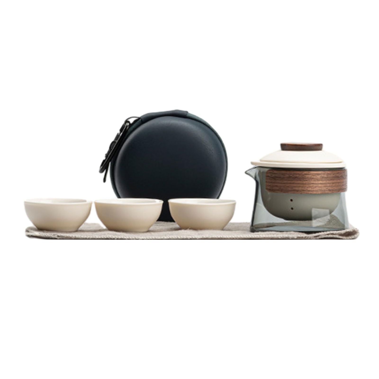 Ceramic Gongfu Tea Set Portable Travel Set Teapot Teacup with Towel Bag Perfect for Home Outdoor Cups