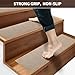 GROWLING Linen Stair Treads for Wooden Steps Indoor 30x8 inch, 15pcs Upgraded Self Adhesive Backing Non Slip Stair Carpets, Peel and Stick Stair Runner Rugs, Reusable Staircase Step Treads(Beige)