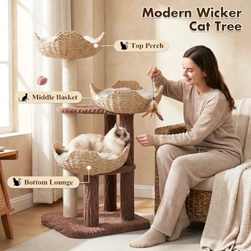 Árbol para gato moderno PAWZ Road con cestas y 44 pulgadas miniatura 2