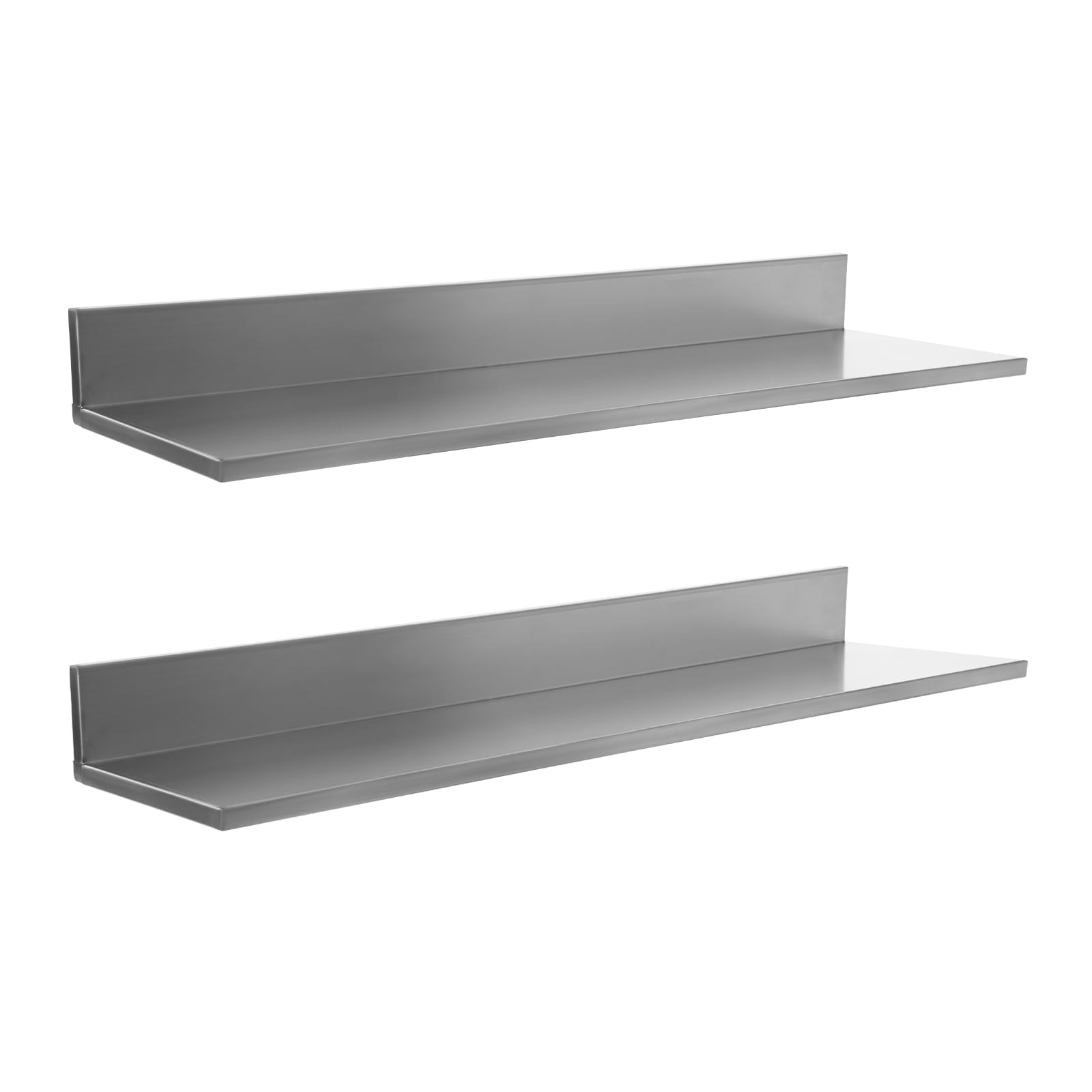 Madelynn Estantería de pared de acero inoxidable, 2 unidades, estantería de pared para cocina, en forma de L, para colgar en la cocina, con 2 placas de presión, ahorra espacio, para salón, cocina