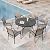 MIXPATIO 7 Pieces Outdoor Table and Chairs, Patio Dining Set for 6 Includes 54" Round Outdoor Table and 6 Patio Chair Set, Outdoor Dining Furniture Set for Lawn Backyard Deck, Brown