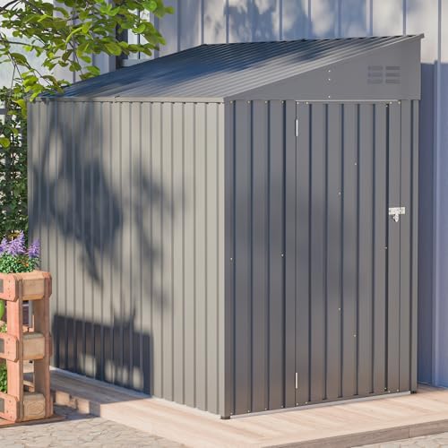 4 × 7 FT Lean to Storage Shed, Outdoor Metal