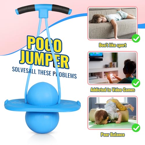 FAHKNS Pogo Ball for Kids - Sturdy Pogo Stick Alternative,Jumping Toy for Ages 5+ with Handle,Safe Hopper Ball for Outdoor Play, Boys & Girls
