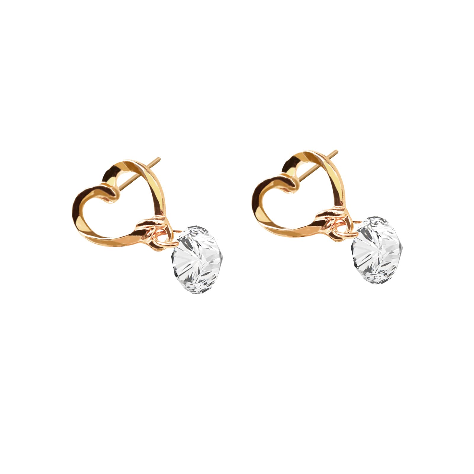 Heart-shaped diamond earrings, stylish earrings, simple and small.