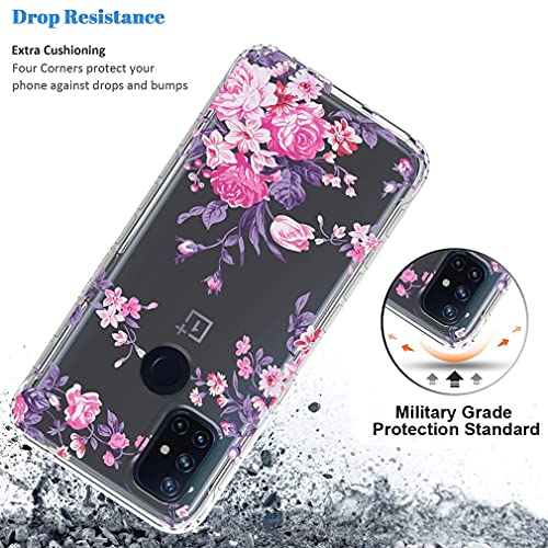 Vokuha Case For Oneplus Nord N10 5G, Oneplus N10 5G Case For Girls, Cute Floral Crystal Clear Tpu Bumper Shockproof Protective Armor Cover For Oneplus Nord N10 5G (Rose Flower) #TOP6