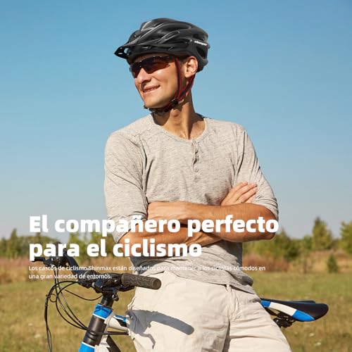 Casco de ciclismo con luz LED, de A-Best, casco integral especializado con luz de seguridad, visera y forro extraíbles, para adulto, negro - imagen 5