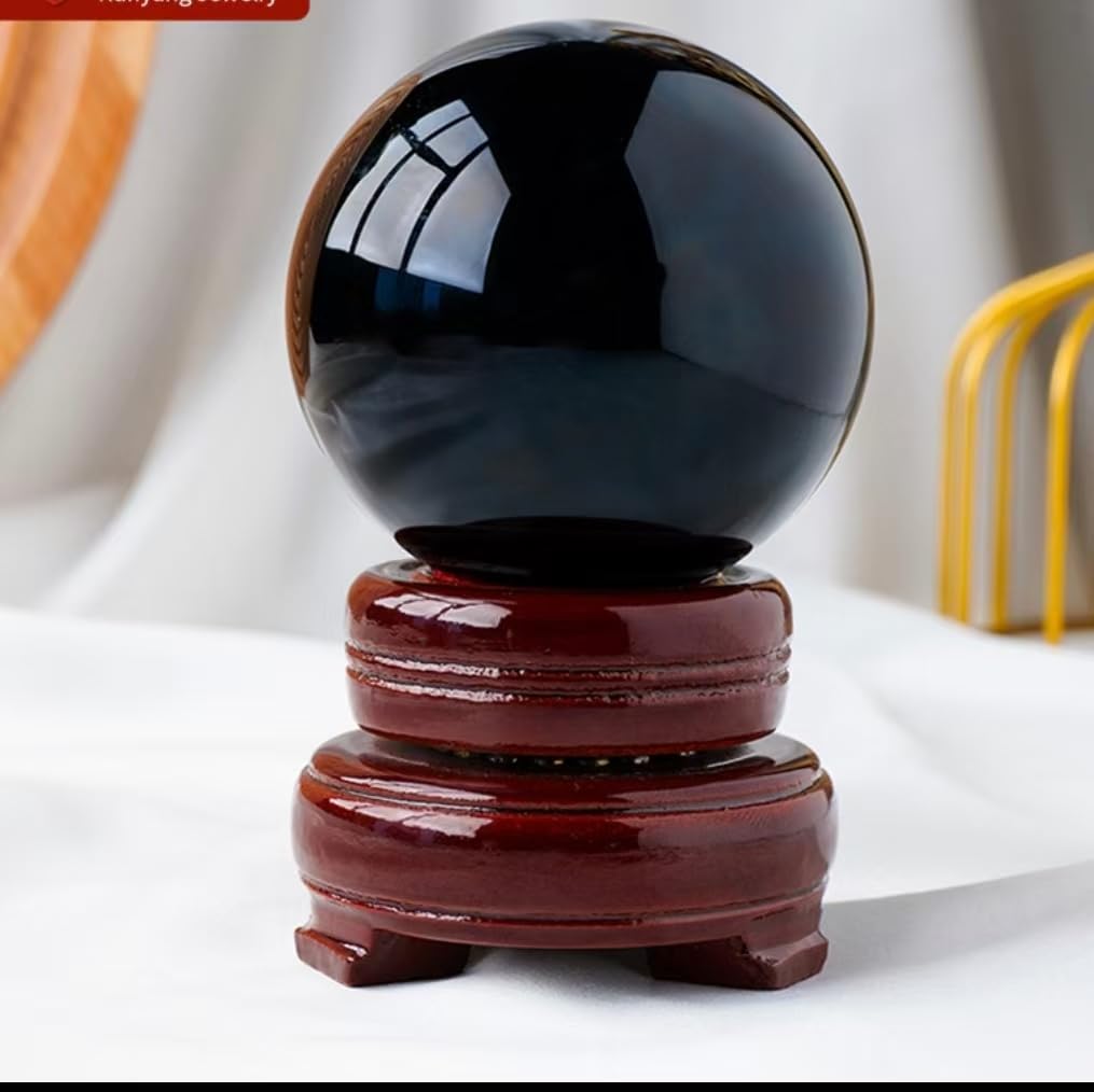 Boule de cristal en obsidienne avec socle, cadeau idéal pour bureau et maison