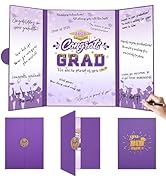 Graduation Decorations 2026 Purple Gold Graduation Guest Book to Sign Congrats Grad Signature Gue...