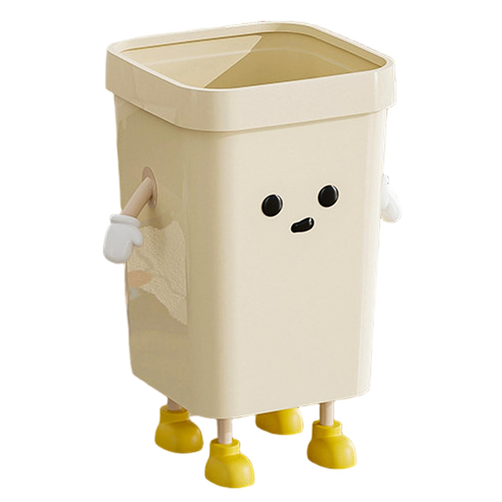Rachlicy Cute Trash Can 7L PP Plastic Trash Can Cartoon Standing Garbage Bin with Eyes Hands & Legs Open Top Waste Basket ideal for Kitchen Office