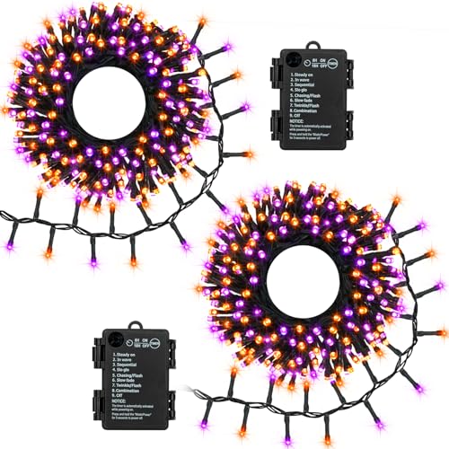 Image of 2 Pack Battery Halloween String Lights Total 20Ft 400 LED Cluster Lights